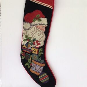 Peking Handicraft Needlepoint Santa Christmas Sock